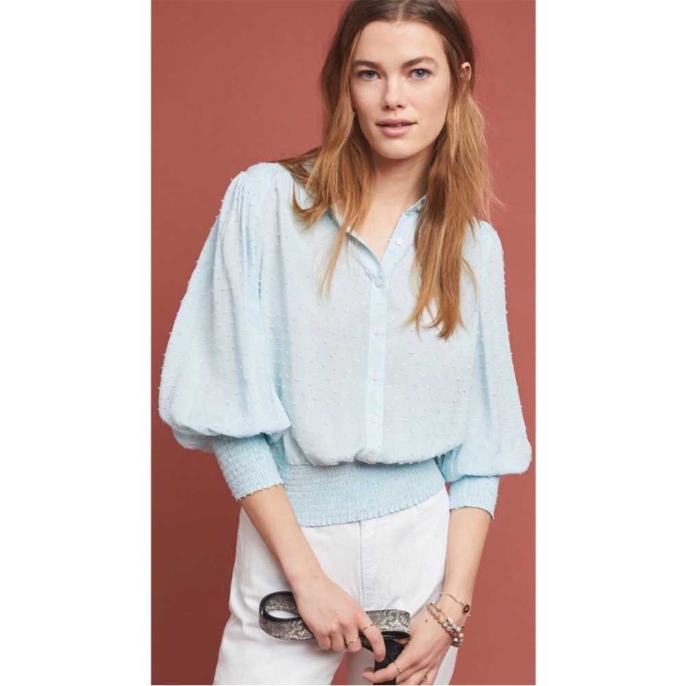 Anthropologie Light Blue Blouse